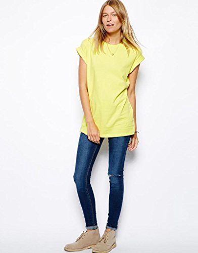 ASOS - Yellow Womens Boyfriend T-Shirt With Roll Sleeve ...