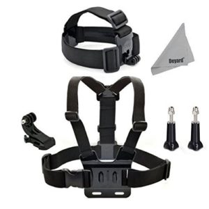 DEYARD ZG-730 GoPro Accessories Kit Set of 2 for GoPro Hero4 Session Hero 4 Silver Black Edition HD Hero 2 3 &3+: Head Strap Mount + Chest Harness + J-Hook Mount + 2pcs Thumbscrews + DEYARD Superfine Fiber Cloth