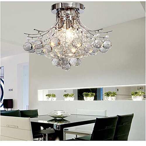 Alfred Chrome Finish Crystal Chandelier With 3 Lights Mini Style Flush Mount Ceiling Light Fixture For Study Room Office Dining Bedroom Living Whole Scout - Dining Room Ceiling Mount Light Fixtures