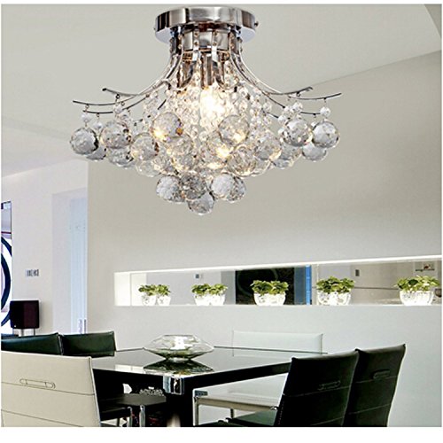 Chrome Finish Crystal Chandelier With 3, Dining Room Ceiling Light Uk