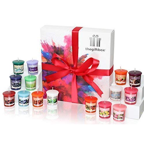 Glitterbeam Luxury Candle Gift Set with 16 Scented Wax Candles. Scented