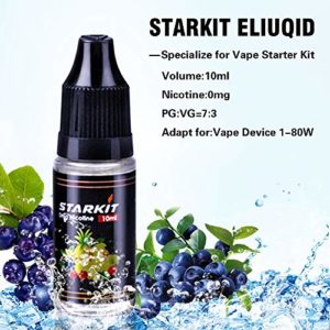 E Liquids 5 X 10ml,Fruit Flavor for Vape E Cigarettes Starter Kit SMOK E Shisha, STARKIT E Liquid PG70% VG30%,0mg Nicotine, Blueberry | Strawberry | Watermelon | Juicy Peach | Cherry Flavors Ejuice - Image 3