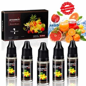 E Liquids 5 X 10ml,Fruit Flavor for Vape E Cigarettes Starter Kit SMOK E Shisha, STARKIT E Liquid PG70% VG30%,0mg Nicotine, Blueberry | Strawberry | Watermelon | Juicy Peach | Cherry Flavors Ejuice