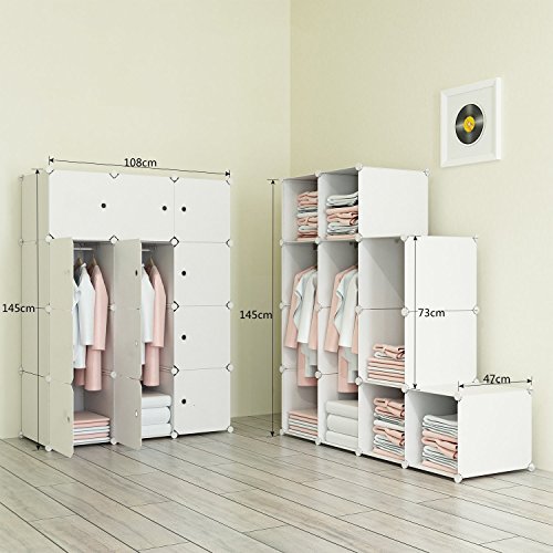 Combination Armoire PREMAG Portable Wardrobe for Hanging Clothes toys Ideal Storage Organizer Cube Closet for books 20-Cube Modular Cabinet for Space Saving towels 