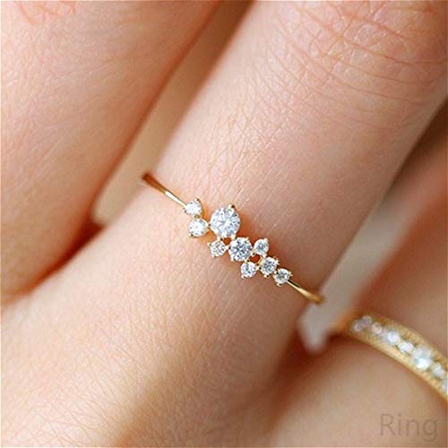 Simple 18k Gold Color Rings for Teen Girls Class Heart White Sapphire
